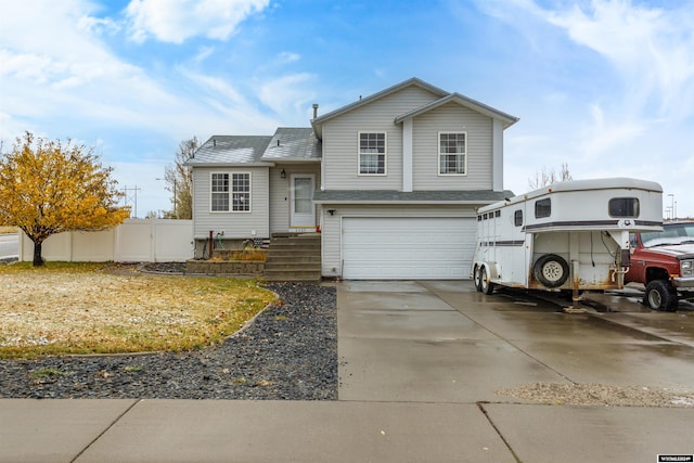 tri-level home featuring a garage