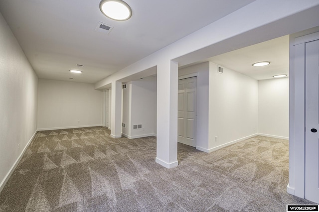 basement featuring carpet floors