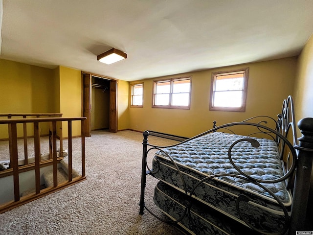 carpeted bedroom featuring a closet