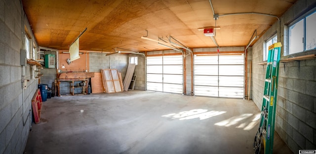 garage with a garage door opener