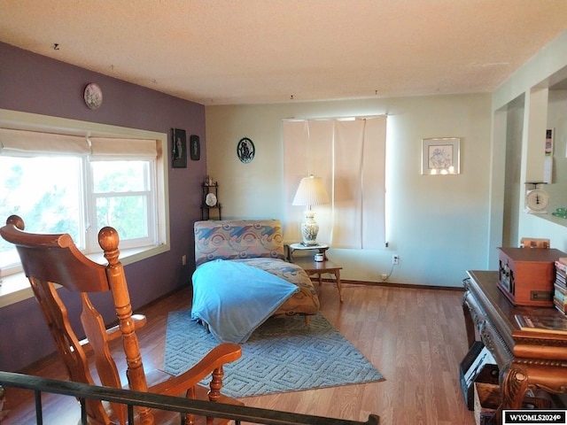 living area with wood-type flooring