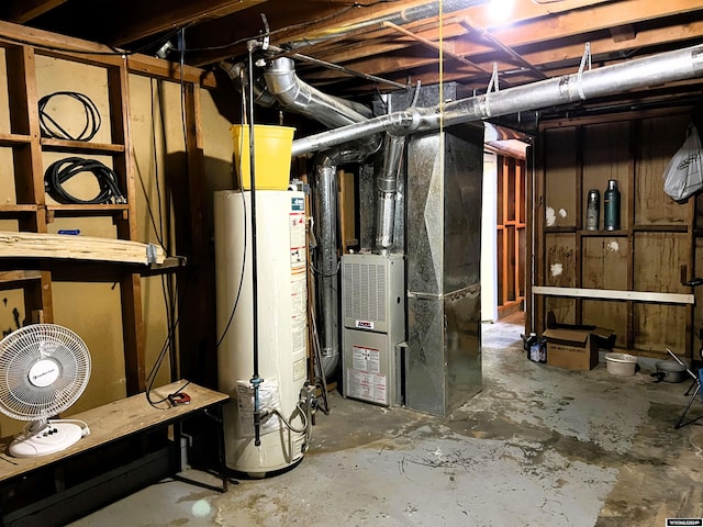 utilities featuring gas water heater and heating unit