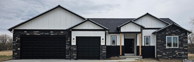 modern inspired farmhouse with board and batten siding