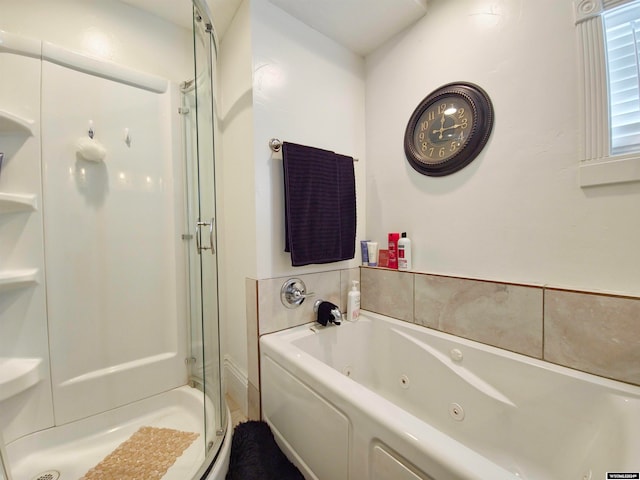 bathroom with independent shower and bath