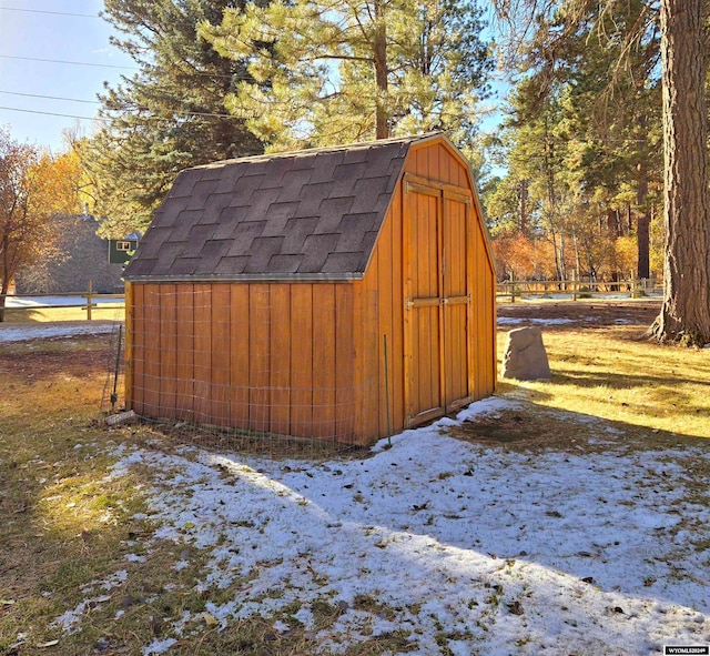 view of snow covered structure