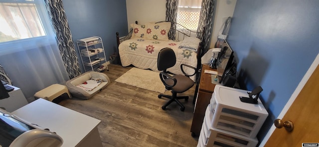 office area with dark hardwood / wood-style flooring