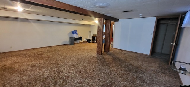 basement with carpet