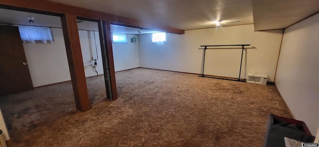 basement with carpet floors