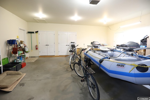 garage with a garage door opener