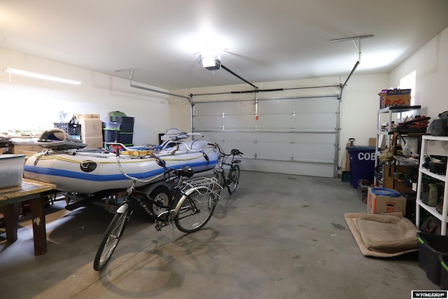 garage with a garage door opener