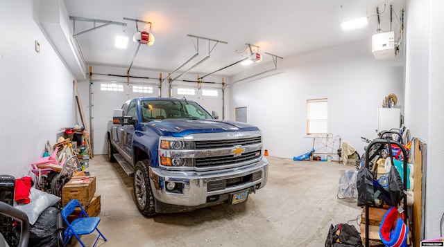 garage with a garage door opener