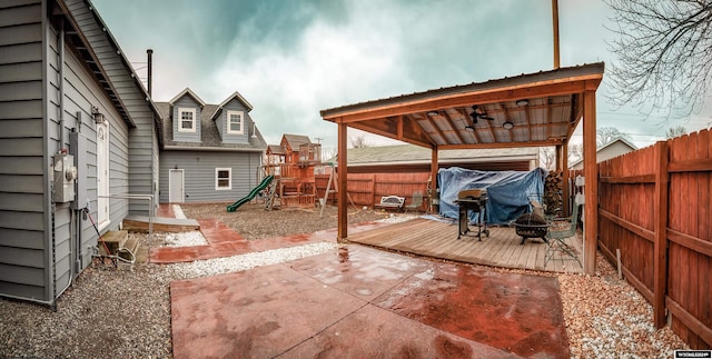 view of patio / terrace featuring ceiling fan