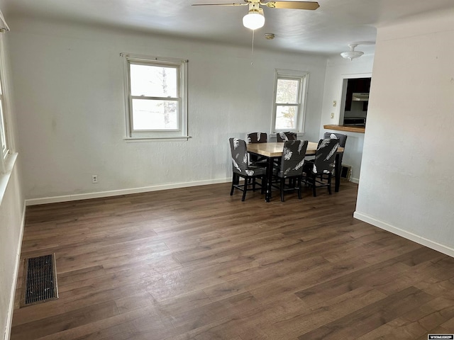 1323 Cherry St, Rawlins, WY 82301 - dining space featuring ceiling fan and wood finished floors