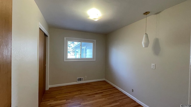 spare room featuring wood-type flooring