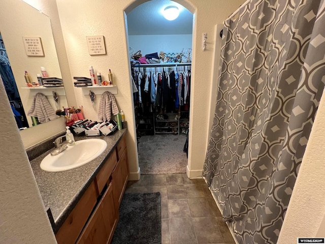 bathroom featuring vanity and tile patterned floors