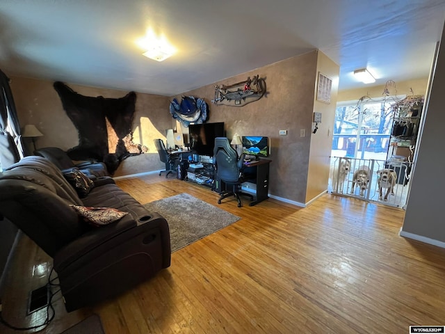 living room with hardwood / wood-style floors