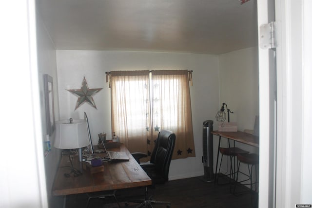 office area with dark wood-type flooring