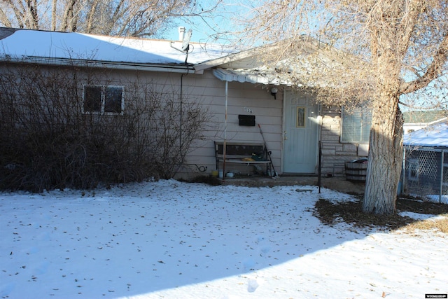 view of snowy exterior