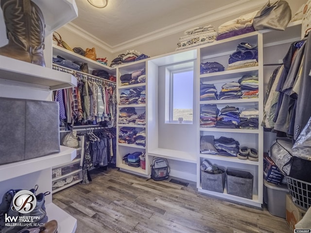 spacious closet with hardwood / wood-style floors