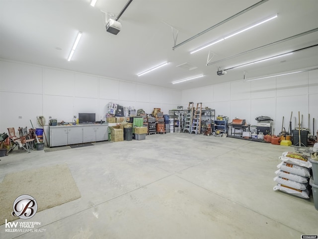 garage with a garage door opener