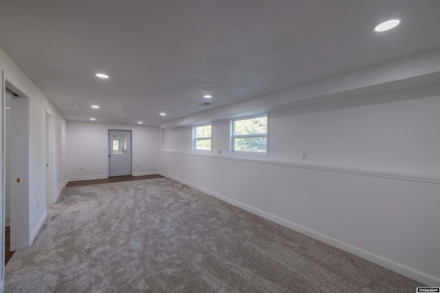 basement with carpet