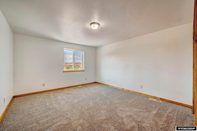 empty room with carpet flooring and a textured ceiling