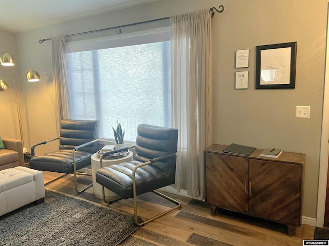 living area featuring hardwood / wood-style floors