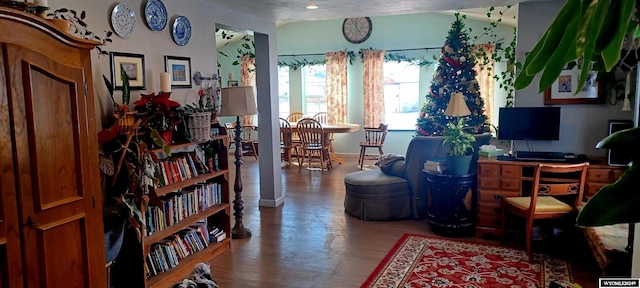 office area with hardwood / wood-style flooring