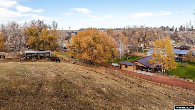 aerial view with a rural view