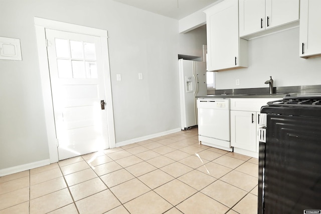 kitchen with white cabinets, white appliances, and sink