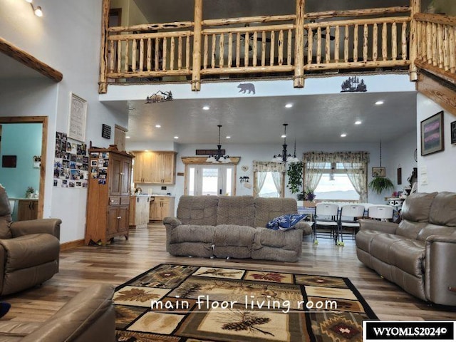 living room with wood-type flooring and a wealth of natural light