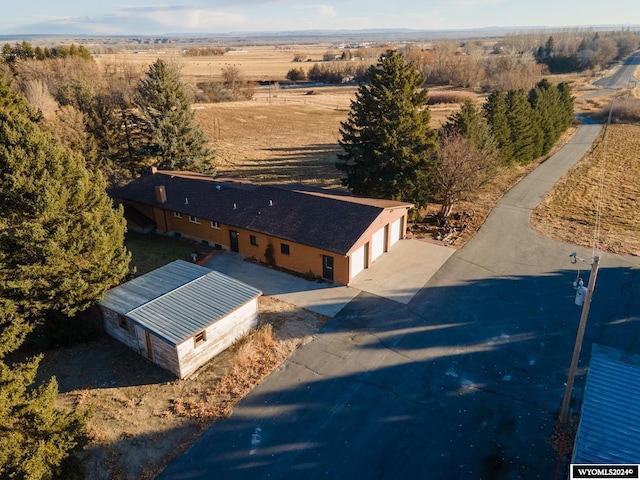 aerial view with a rural view