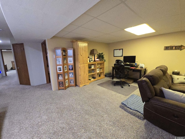 office space with carpet floors and a drop ceiling