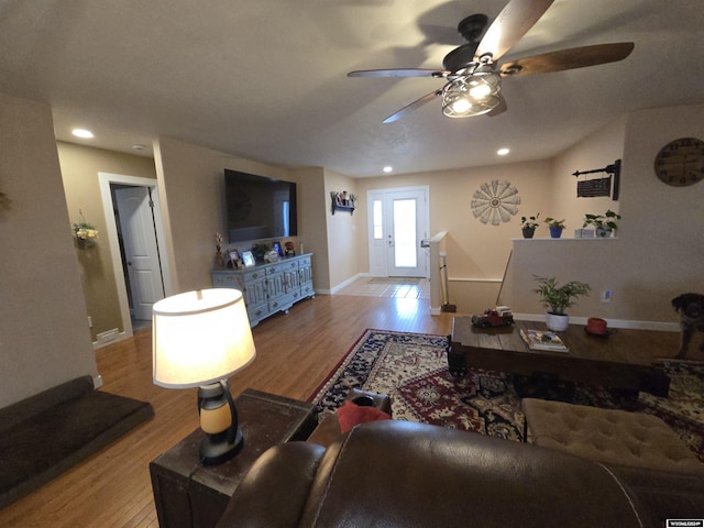 living room with light wood-type flooring