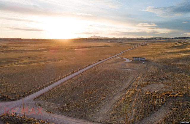 view of aerial view at dusk