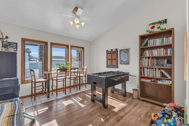 9 Spotted Tail Cir, Rock Springs, WY 82901 - recreation room featuring lofted ceiling and wood finished floors