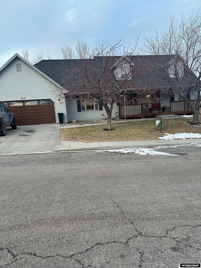 view of front of property with a garage