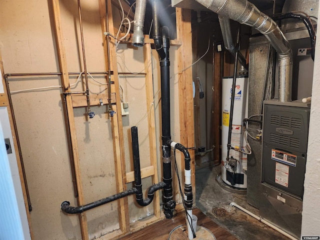 utility room with gas water heater