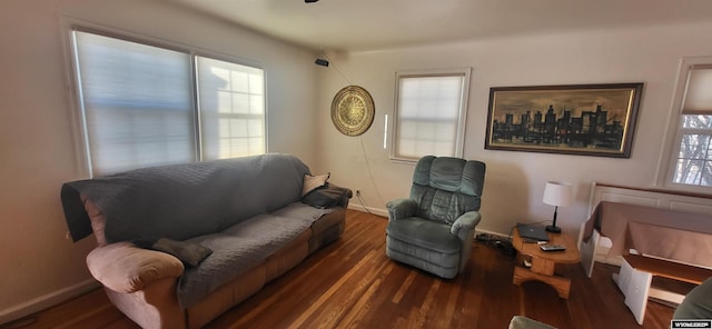 sitting room featuring dark hardwood / wood-style flooring