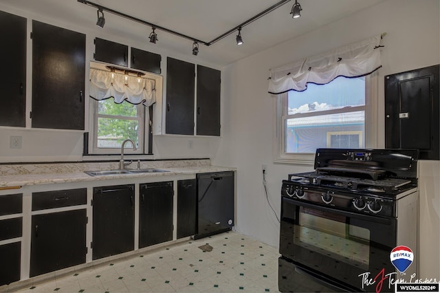 kitchen with black appliances and sink