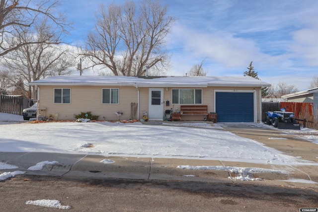 single story home with a garage