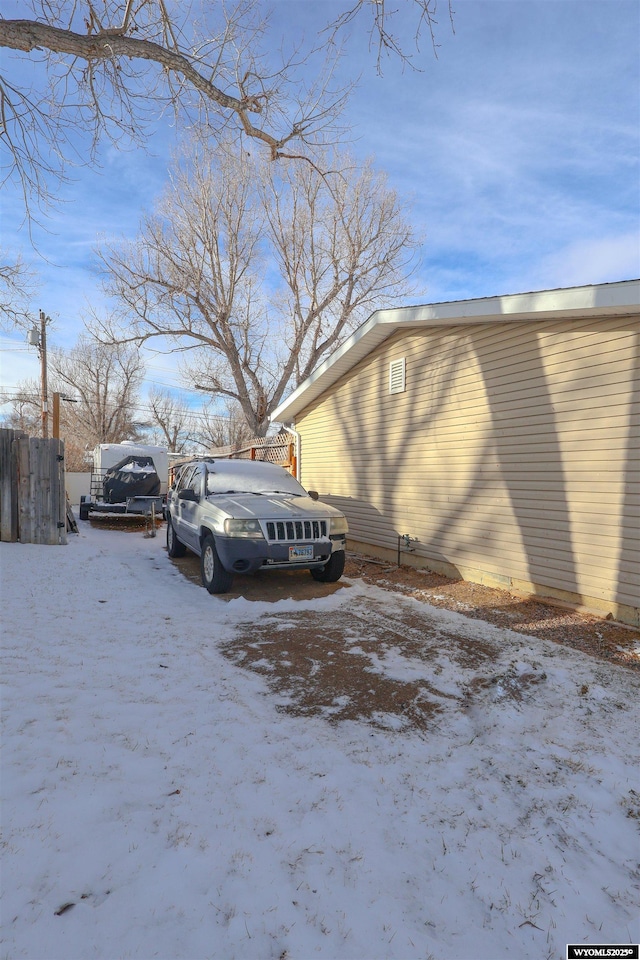 view of snowy exterior