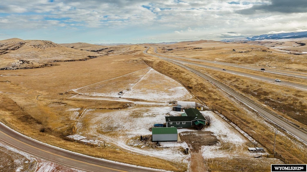 drone / aerial view with a mountain view