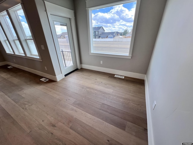 interior space with light hardwood / wood-style floors