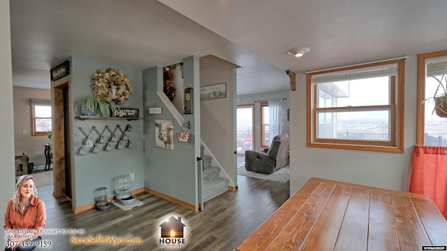 entrance foyer featuring dark wood-type flooring