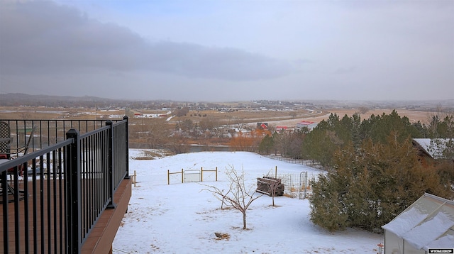 view of yard covered in snow