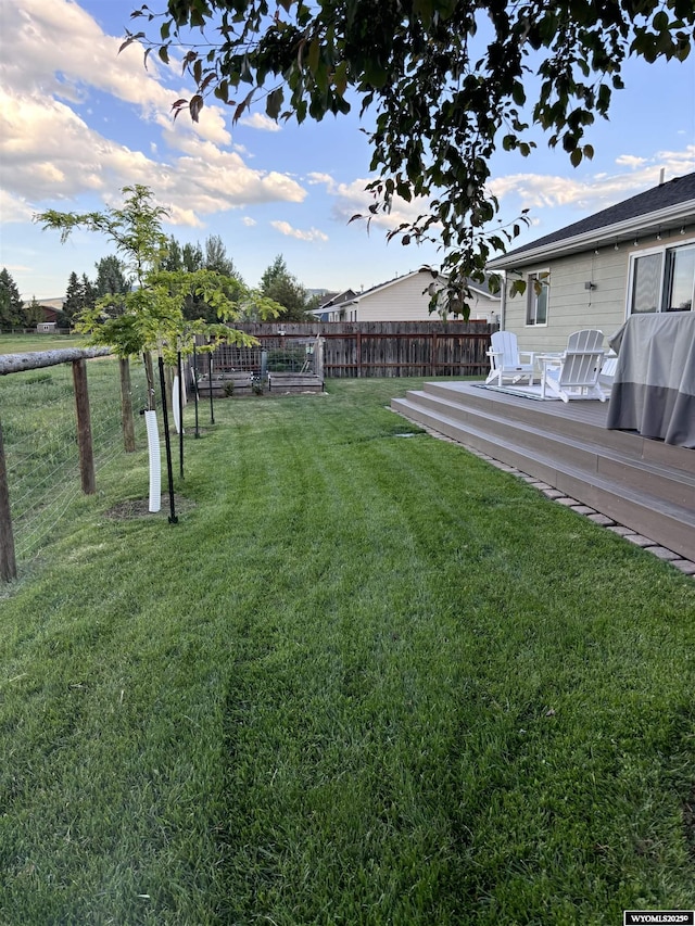 view of yard with a deck