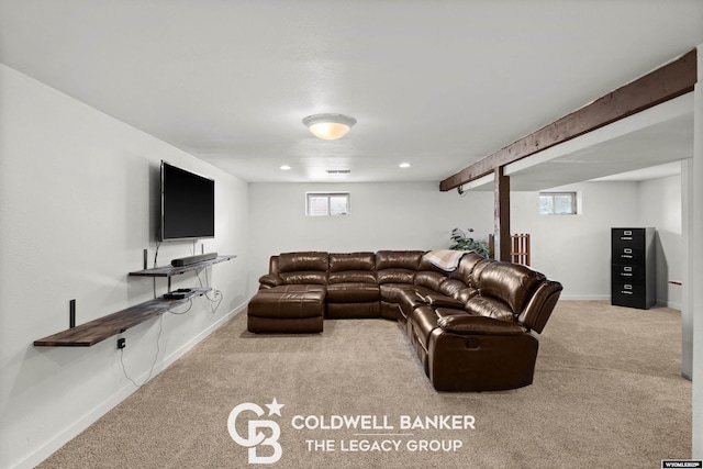 living room featuring carpet flooring