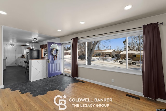 foyer entrance featuring wood-type flooring