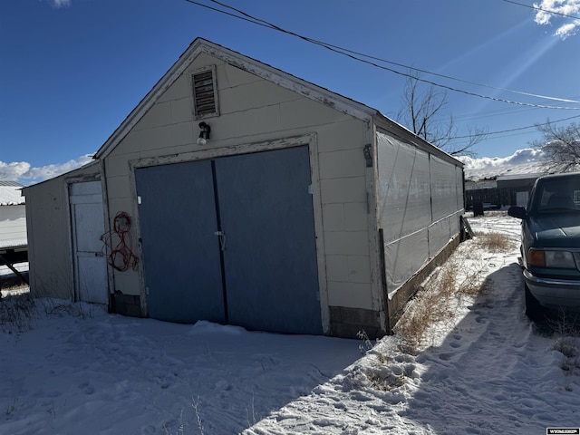 view of snow covered structure